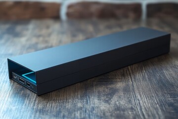 Futuristic Packaging Design with Matte Black Finish and Holographic Accents