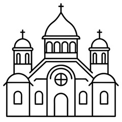 church of the holy cross isolated on white, tsminda sameba vector illustration, christan vector art, bottle silhouette, tsminda sameba vector icon, tsminda sameba line art,eps
