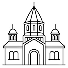 church of the holy cross isolated on white, tsminda sameba vector illustration, christan vector art, bottle silhouette, tsminda sameba vector icon, tsminda sameba line art,eps
