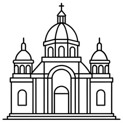 church of the holy cross isolated on white, tsminda sameba vector illustration, christan vector art, bottle silhouette, tsminda sameba vector icon, tsminda sameba line art,eps
