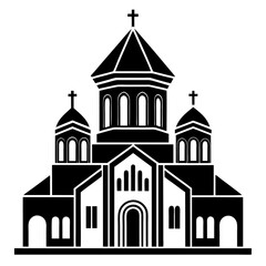 church of the holy cross isolated on white, tsminda sameba vector illustration, christan vector art, bottle silhouette, tsminda sameba vector icon, tsminda sameba line art,eps
