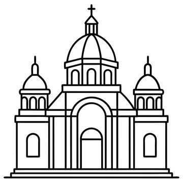 black and white church building outline clip art preview
