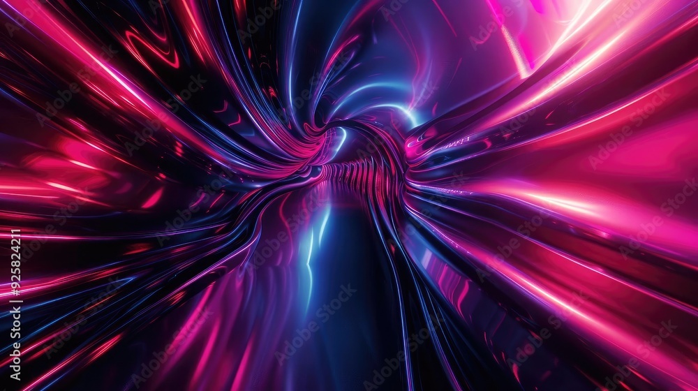 Poster a vibrant, swirling tunnel of neon colors creating a dynamic and futuristic visual experience.