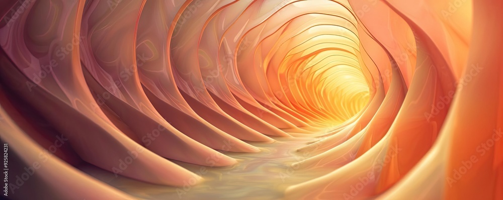 Poster A surreal tunnel with wavy, soft textures and warm lighting, evoking a sense of depth and endless exploration.