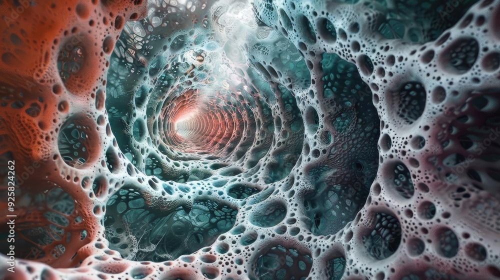 Poster a mesmerizing abstract depiction of swirling bubbles in a vibrant and colorful environment, evoking 