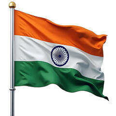 Realistic illustration of Indian flags on a transparent background.