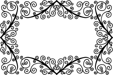 Decorative frame made of curls. Vector illustration. Hand drawing.