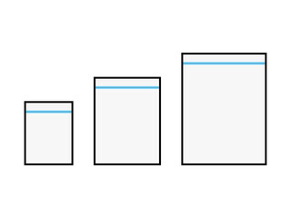ジッパー付きビニール食料保存袋大中小セット（フリーザーバッグ）：長方形黒主線青