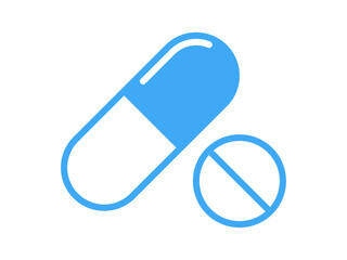 シンプル薬アイコン（カプセル剤＆錠剤）：青線