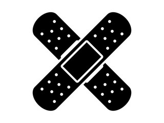 シンプルな絆創膏ばってんアイコンD：黒