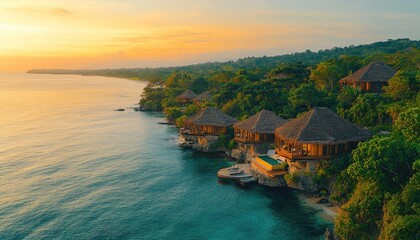 Tropical Beach Resort at Sunset