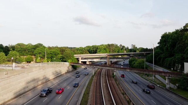Vehicles driving through T. Harvey Mathis Parkway to Downtown Buckhead, Transport in Atlanta, Georgia