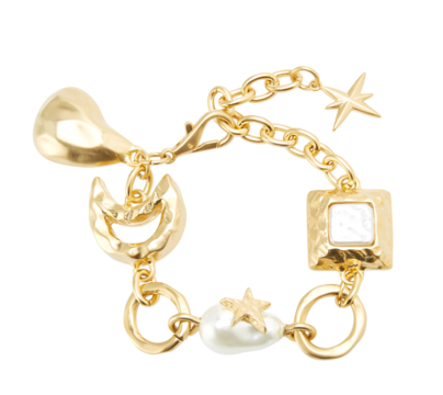 Bracelet set gold of keys with ring
