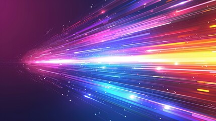 Fototapeta premium Abstract glowing lines of light in a digital space.