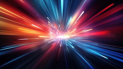 Abstract glowing lines radiating outwards from a central point, creating a sense of speed and energy.