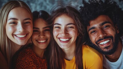 Fototapeta premium Diverse group of happy people bonding together Generative AI image