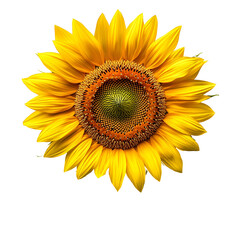 Fototapeta premium Majestic Sunflower Blooming in Pristine White Backdrop Capturing Intricate Petal Details