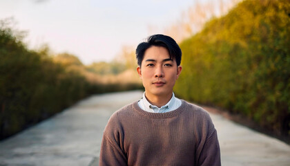 Portrait of man standing outdoor in a quiet place, high quality, high details, ultra realistc.