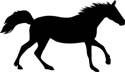 Black silhouette of a cantering horse
