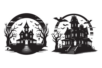 Haunted house vector silhouette