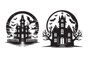 Haunted house vector silhouette