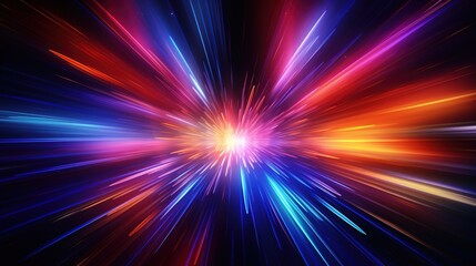 Abstract vibrant glowing lines converging in a radiant burst.