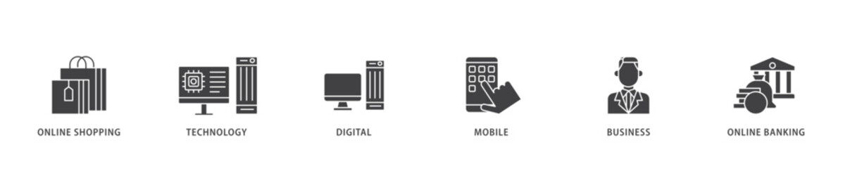 E Payment icon infographic illustration concept with icon of online shopping, technology, digital, mobile, business and online banking icon live stroke and easy to edit 