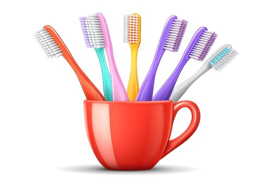 recommend clip art: 3D Illustration of a Toothbrush Holder Full of Brushes