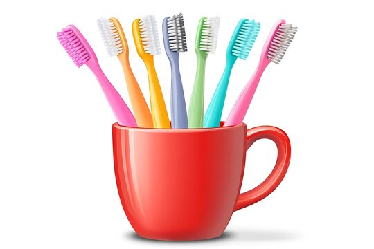 recommend clip art: 3D Illustration of a Toothbrush Holder Full of Brushes