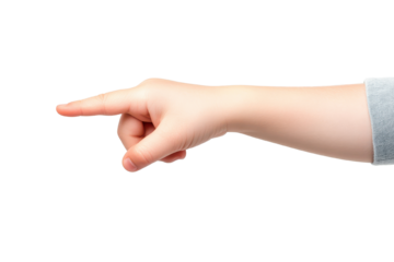 A close-up view of a hand pointing, symbolizing direction, attention, or indication in various contexts.