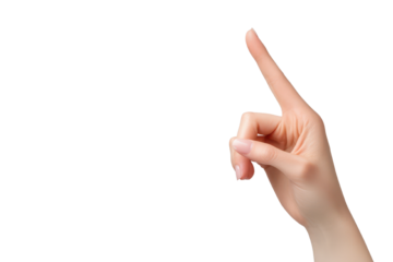 A human hand with an index finger raised, symbolizing attention, instructions, or making a point in a clear manner.