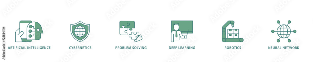 Fototapete ai icon infographic illustration concept with icon of cybernetics, problem solving, deep learning, m