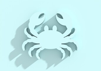 Crab icon. Seafood shop emblem, signboard, restaurant menu, fish market, banner, poster design template. Fresh seafood or shellfish product. 3D render