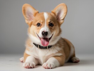A Smiling Pembroke Welsh Corgi Puppy with a Black Collar