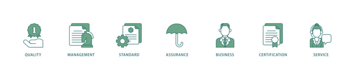 ISO 9001 icon infographic illustration concept with icon of environmental, planning, control, management, standard and certification icon live stroke and easy to edit 