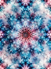 Fototapeta premium Celestial Blue: A mesmerizing seamless pattern of intricate, blue and white starburst designs. This intricate design evokes feelings of wonder and cosmic beauty