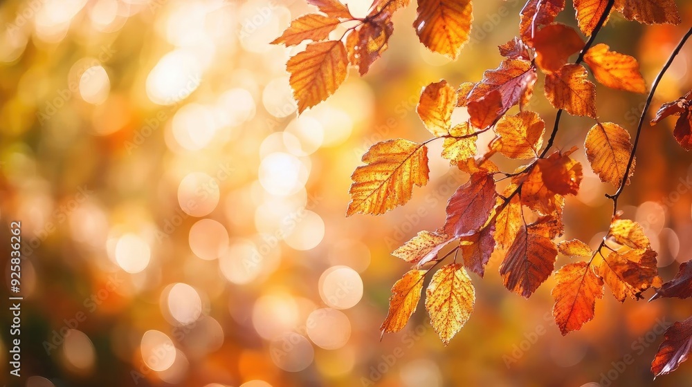 Aufkleber golden autumn leaves shimmer in sunlight, creating a warm and inviting atmosphere. perfect for natur