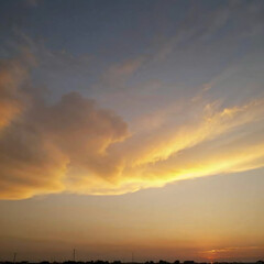 Fototapeta premium Golden sunset sky with dramatic clouds in the evening