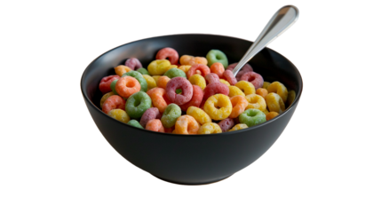 Bowl of Breakfast Cereal on a Transparent Background