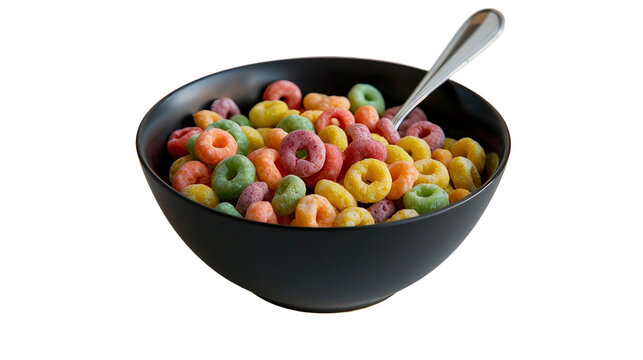 Bowl of Breakfast Cereal on a Transparent Background