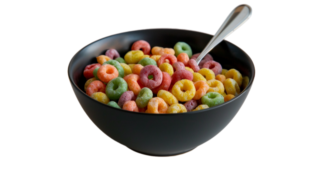 Bowl of Breakfast Cereal on a Transparent Background