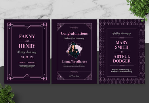 Purple And White Art Deco Flyer