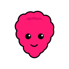 Illustration vector graphic of raspberry kawaii isolated on white background.