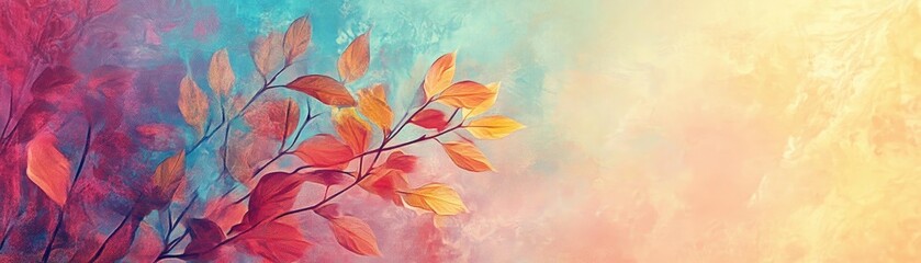 A vibrant autumn scene with colorful leaves against a soft, dreamy background, perfect for fall-themed designs.