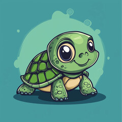 Obraz premium cute green turtle