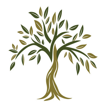 Tree With Greem Leaf isolated, Tree Clipart, Tree logo, Tree with root illustration