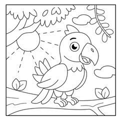 Cute parrot coloring page for kids