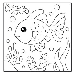 Cute fish coloring page for kids