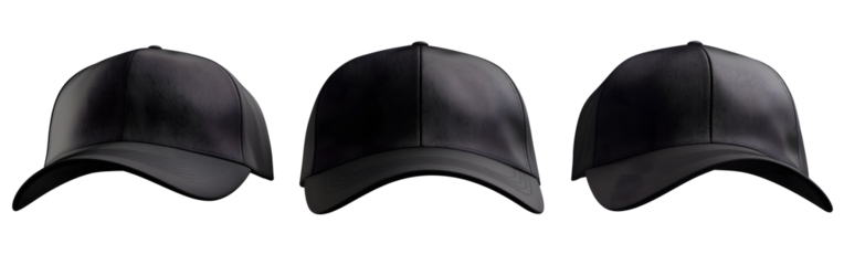 black baseball cap isolated on transparent background ,cap cut out mock up ,