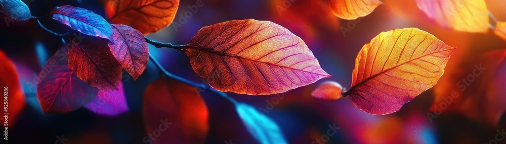 Aufkleber vibrant leaves illuminated by soft light, showcasing intricate details and rich colors. perfect for 